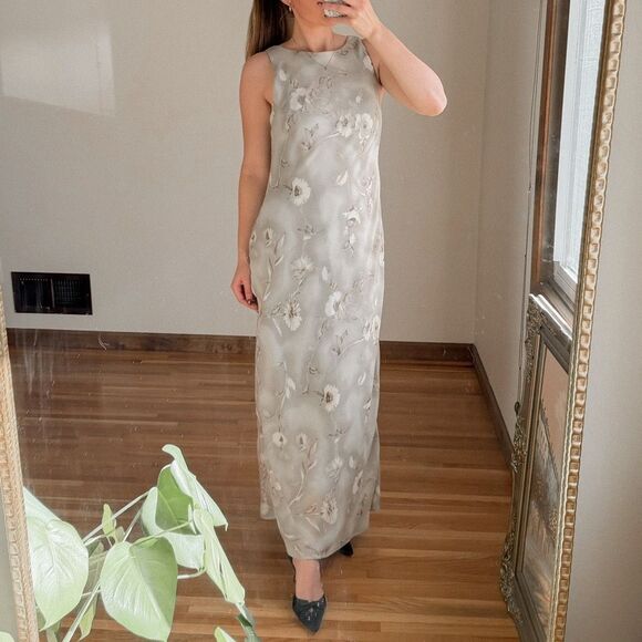 Vintage All That Jazz Floral Sheath Maxi Dress Size 4 - Picture 1 of 8